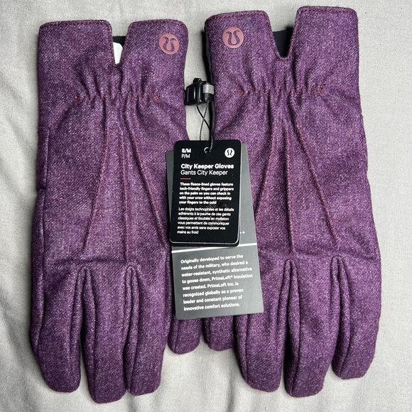NWT Lululemon City Keeper Gloves S/M Purple Black (HTGT) *Fleece Lined - Picture 2 of 16